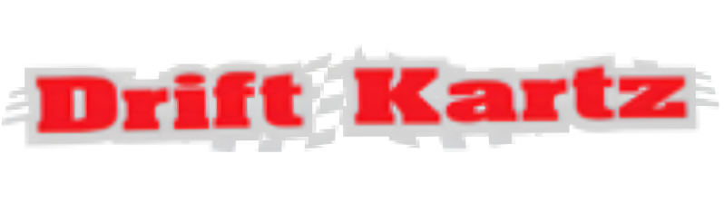Logo with 'Drift Kartz' in red, checkered pattern behind.